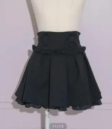 [ pium ] 턱 플레어 도리 미니 스커트 블랙