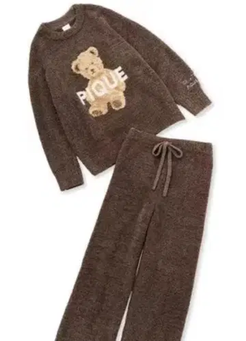 젤라피케 파우더 멜란지 베어 자카드 풀오버 & 롱 팬츠 세트