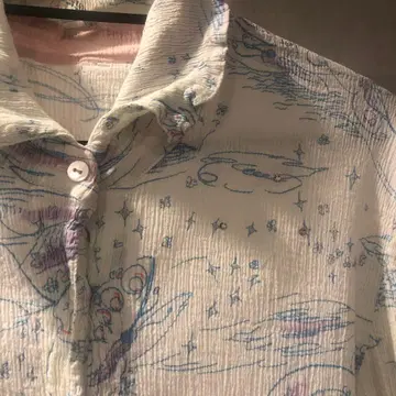 츠모리치사토 크레프리 긴팔 셔츠 화이트/블루/퍼플 사이즈 2 일본제