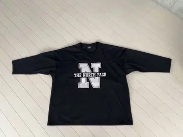 새상품급 THE NORTH FACE 로고 T셔츠 7부 소매 블랙