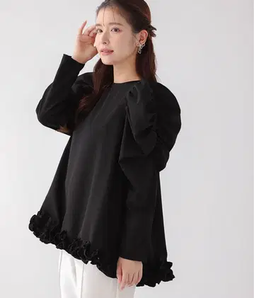 [ 새상품급 ] fitmore 밑단 프릴 블라우스 긴팔