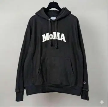 Champion MoMA 자수 로고 리버스 위브 후드티 블랙 L