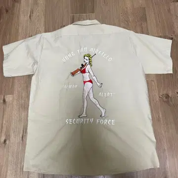 워크 셔츠 반팔 백 자수 XL US 구제 의류