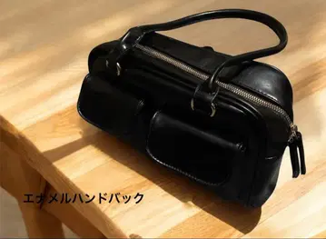 [ 새상품급 ] 에나멜 핸드백 광택 토트백 블랙 수납 포켓 포함