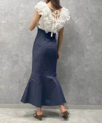 스나이델 하이웨스트 머메이드 스커트 블루