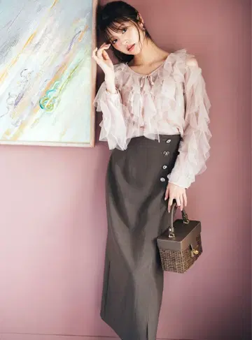 릴리안캐럿 모듬 비쥬 디자인 타이트 스커트 그레이지