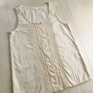 핑크하우스 면 로운 생기색 핀턱 레이스 블라우스