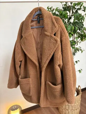 카멜 컬러 보아 자켓 오버 사이즈