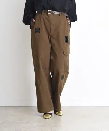 eimee law 레터링 사이드 포켓 치노 팬츠 브라운 택 포함 새상품