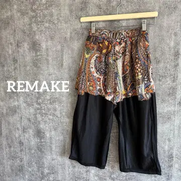 구제 의류 리메이크 에스닉 패턴 하프 팬츠 밴딩 컷오프 개성있는 레이어드