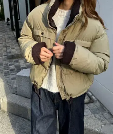 CANALJEAN 레이키 파크 배색 퍼 숏 블루종