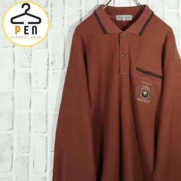 [일본제] 하프 버튼 플리스 조 티셔츠 자수 로고 레트로 2XL