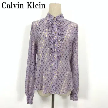 LA6182 캘빈클라인 꽃무늬 긴팔 시어 블라우스 퍼플 6