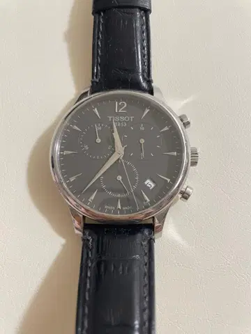 TISSOT 크로노그래프 블랙 가죽