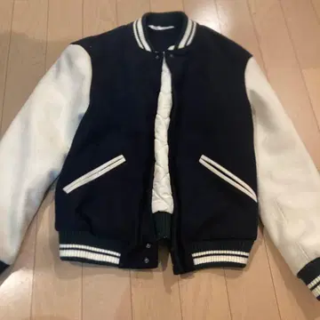 ZARA 바시티 자켓 M 네이비/화이트