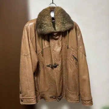 브라운 가죽 퍼 포함 아우터