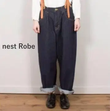 nest robe 코튼 데님 하이 랜즈 팬츠 & 서스펜더