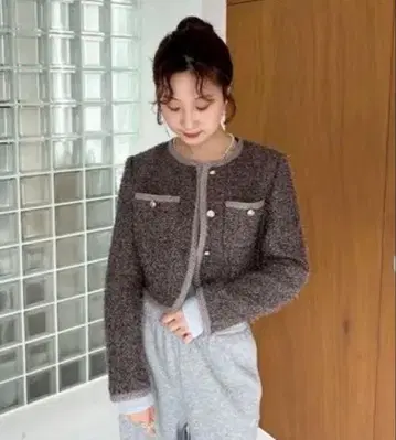 LILY BROWN 테일러드 숏 자켓 그레이