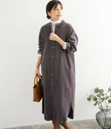 URBAN RESEARCH DOORS 코듀로이 셔츠 원피스 그레이