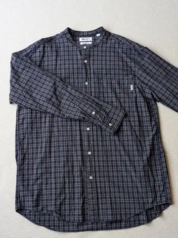 Gymplex 짐플렉스 밴드 카라 스탠드 카라 체크 셔츠 L