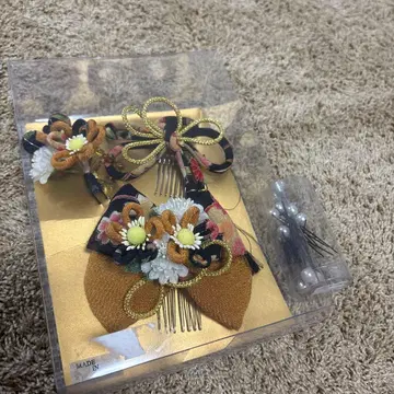 일본 의류 머리 장식 세트 꽃무늬 헤어콤