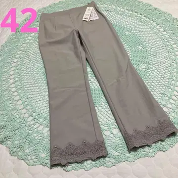 슈퍼 뷰티 42 택 포함 새상품 밑단 레이스 속기모 스트레치 팬츠