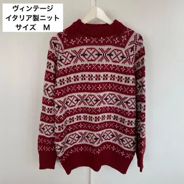 빈티지 이탈리아제 니트 스웨터 M 레드 노르딕 디자인