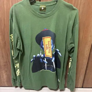 Smoking Kills 롱 슬리브 T셔츠 올리브 그린
