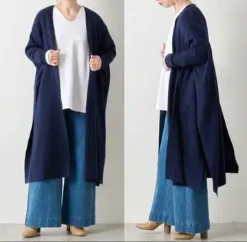 비어즐리 하늘하늘 롱 가디건 네이비