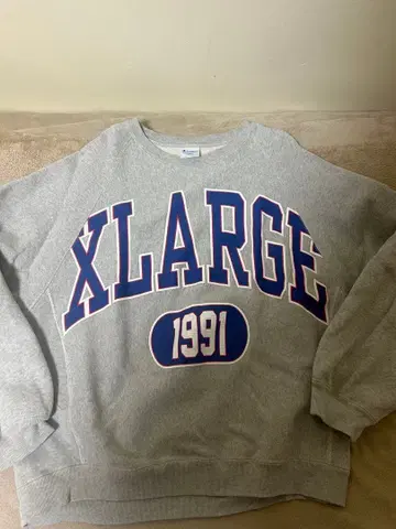 XLARGE champion 콜라보 맨투맨 그레이 크롭 기장 리버스 위브