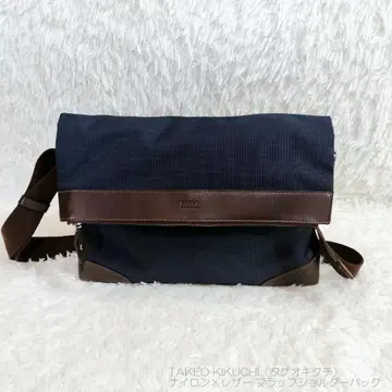 나일론 x 가죽 플랩 숄더 TAKEO KIKUCHI
