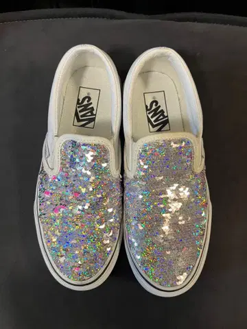 레어 VANS 글리터 슬립온 실버 체커 핑크