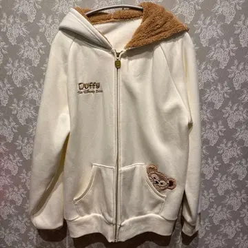 Duffy 플리스 후드티 크림색 속기모 거의 미사용 디즈니