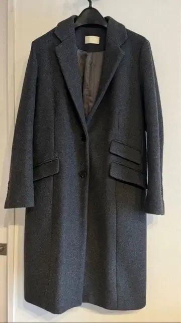 그레이 체스터 코트 울 혼방