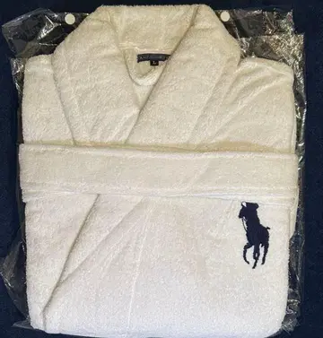 랄프 로렌 로고 자수 화이트 목욕 가운