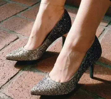 새상품급 RANDA 하이힐 펌프스 글리터 라메 브라이덜 결혼식