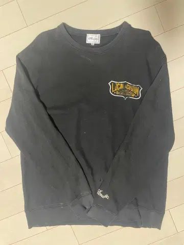 Acoustic XL 블랙 긴팔 티셔츠 로고 프린트