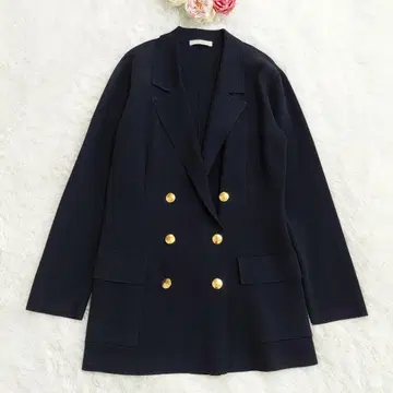 미사용급 에포카 테일러드 자켓 더블 네이비 금 버튼 40