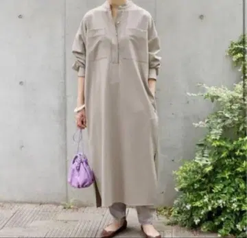 IENA 멜란지 셔츠 원피스 38