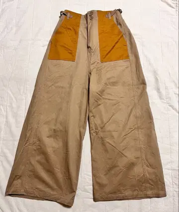 merlot 베이지 와이드 베이커 팬츠