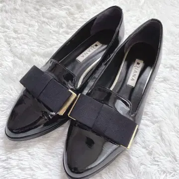 다이애나 평 리본 오페라 슈즈 22.5 블랙 로퍼 에나멜