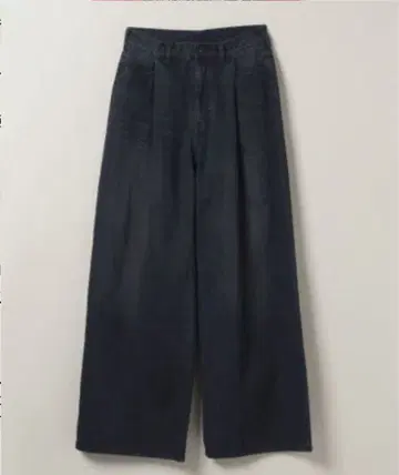 지나시스 컬러 턱 데님 와이드 팬츠 블랙