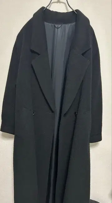 빅 사이즈 블랙 더블 브레스트 롱 코트