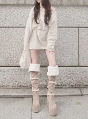 통굽 무스탕 니하이 부츠 zr1451