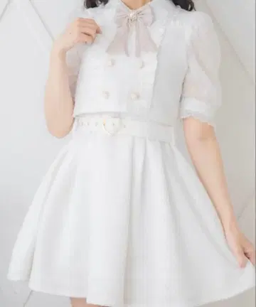 ROJITA 더블 버튼 레이스 절개 트위드 원피스