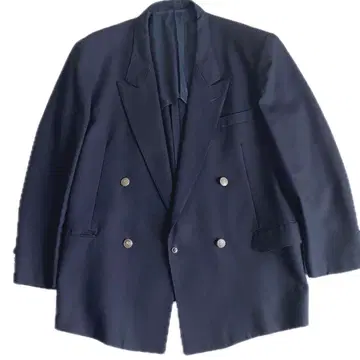 구제 네이비 더블 자켓 은색 버튼 루즈핏