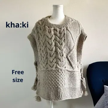 [카키] 카키 새상품급 NZ 로게이지 핸드니트 케이블 베스트