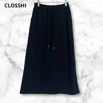 크로시 롱 스커트 블랙 속기모 허리밴딩 M 심플 무지