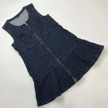 잉게보그 까멜리아 자수 데님 슬리브리스 원피스