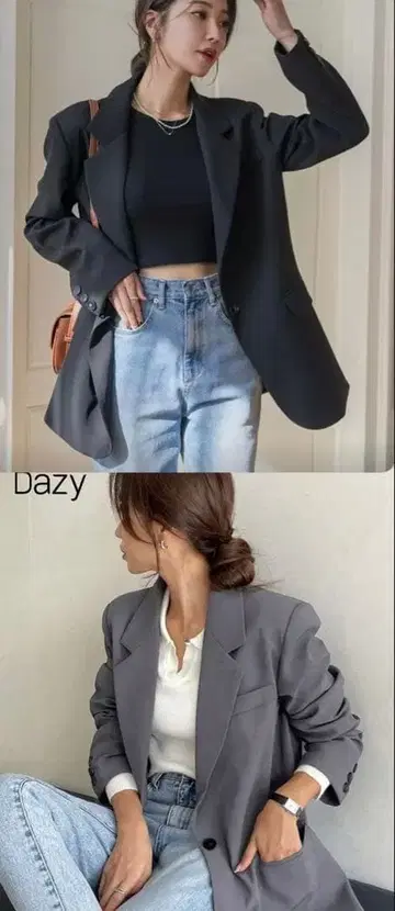 dazy 블랙 그레이 테일러드 자켓 S 2세트